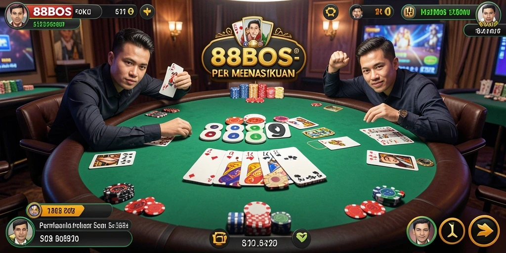 Tampilan gameplay Poker yang dinamis dan menarik di 88BOS.