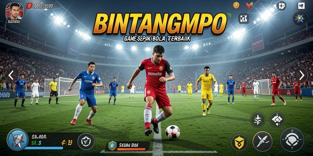 Tampilan gameplay BINTANGMPO dengan aksi sepak bola yang mendebarkan.
