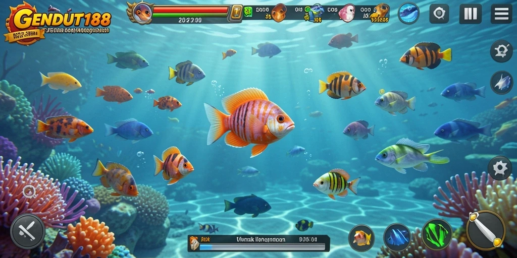 Tampilan screenshot GENDUT188 yang menampilkan aksi tembak ikan seru.