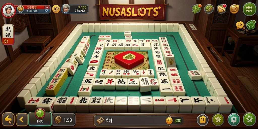 Tampilan seru dari gameplay NUSASLOTS yang menampilkan Mahjong.